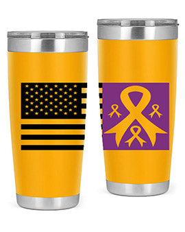 usa flag with alzheimers cancer 219#- alzheimers- Tumbler