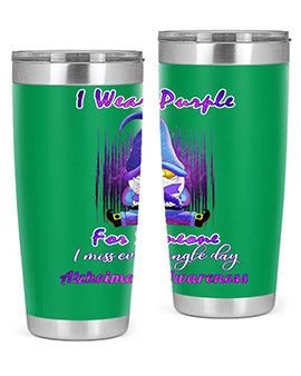 Alzheimers Awareness Products I Wear Purple Ribbon Gnome 22#- alzheimers- Tumbler