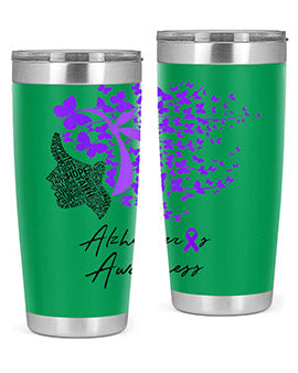 Alzheimers Awareness Shirt Alzheimers Purple Butterflies 24#- alzheimers- Tumbler