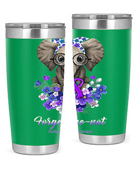 Forget me not Alzheimers Awareness Elephant Flower 150#- alzheimers- Tumbler