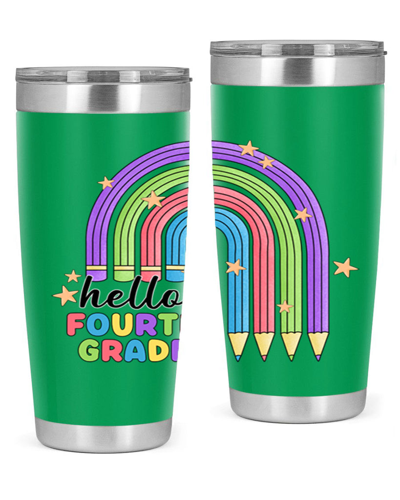 Hello 4th Grade Pencil Rainbow 12#- 4th  grade- Tumbler