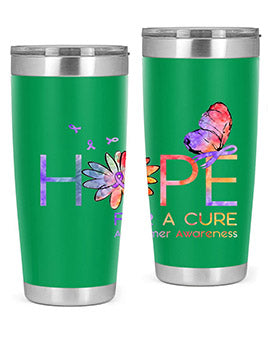 Hope For A Cure Alzheimer Awareness Flower 162#- alzheimers- Tumbler