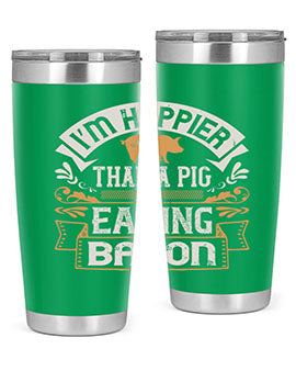 I’m happier than a pig eating bacon Style 51#- pig- Tumbler