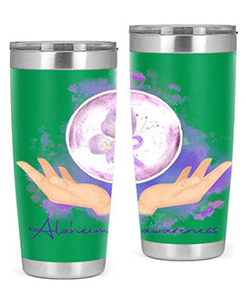 Love Purple Ribbon AlzheimerS Awareness 193#- alzheimers- Tumbler