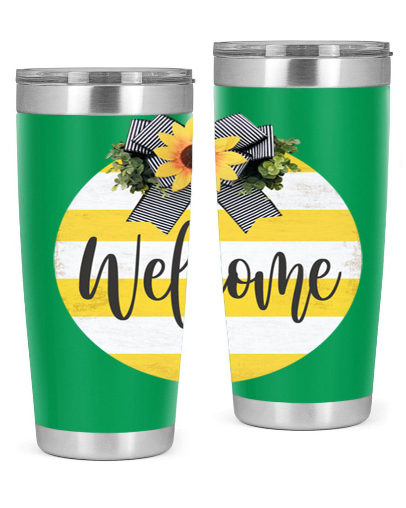 Welcome and Yellow strips Mockup564#- spring- Tumbler