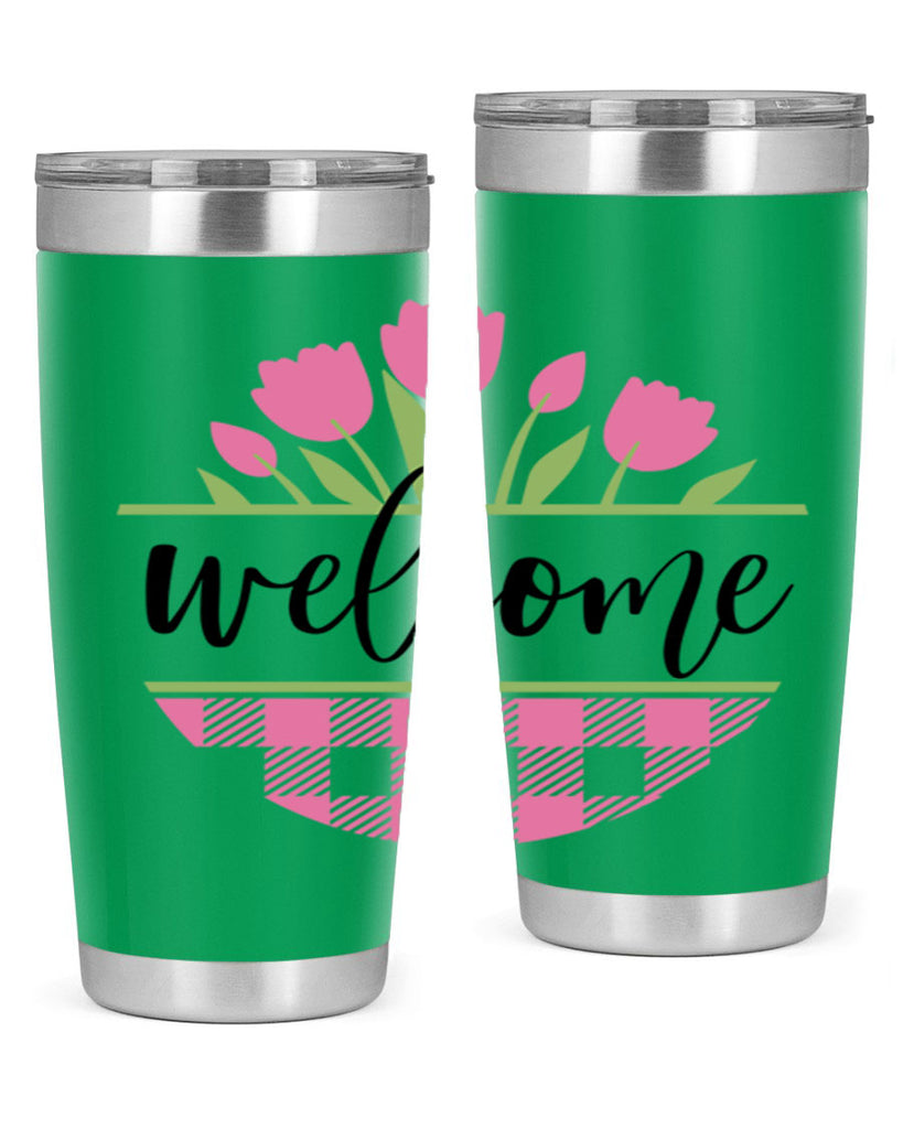 Welcome pink plaid575#- spring- Tumbler