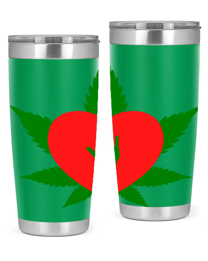 cannabis heart with hand 45#- marijuana- Tumbler