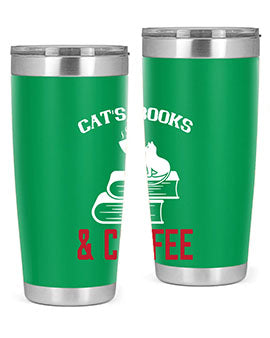 cats book and coffee Style 37#- cat- Tumbler
