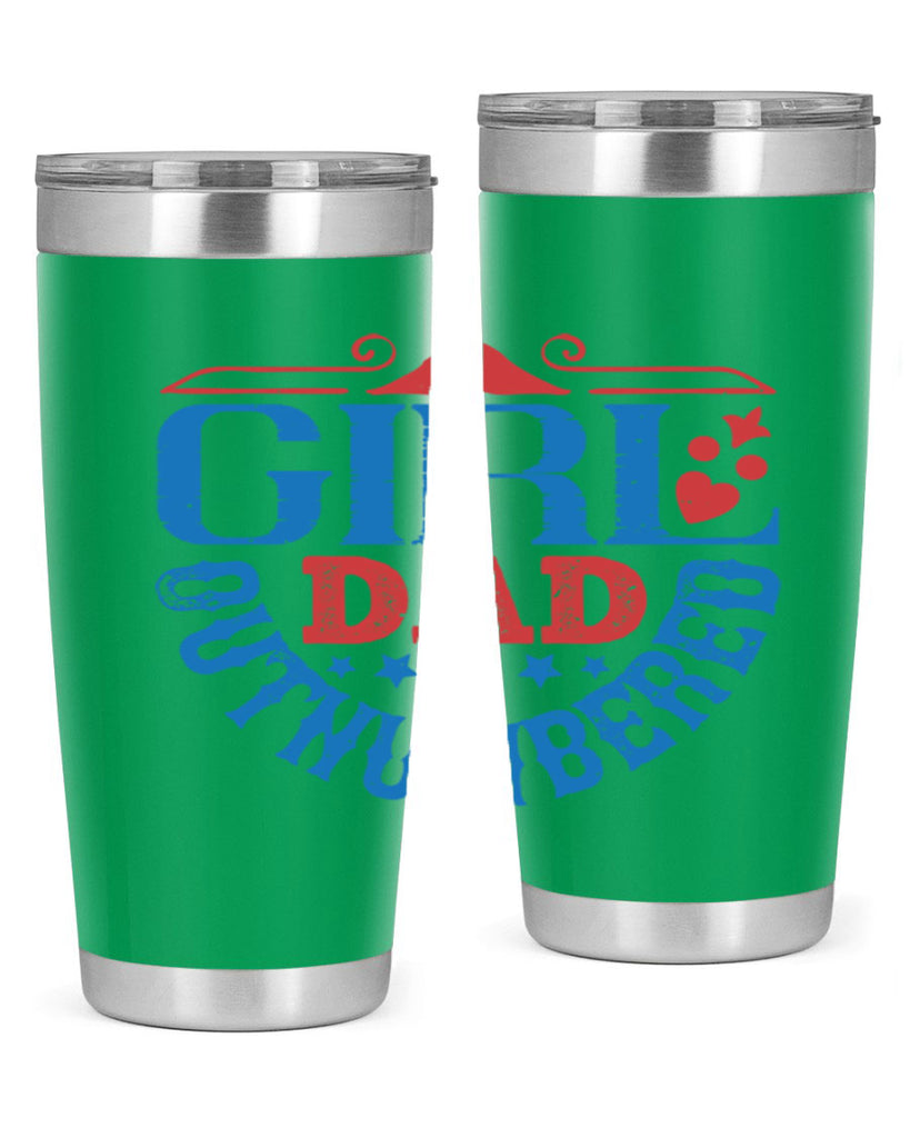 girl dad outnumbered 219#- fathers day- Tumbler