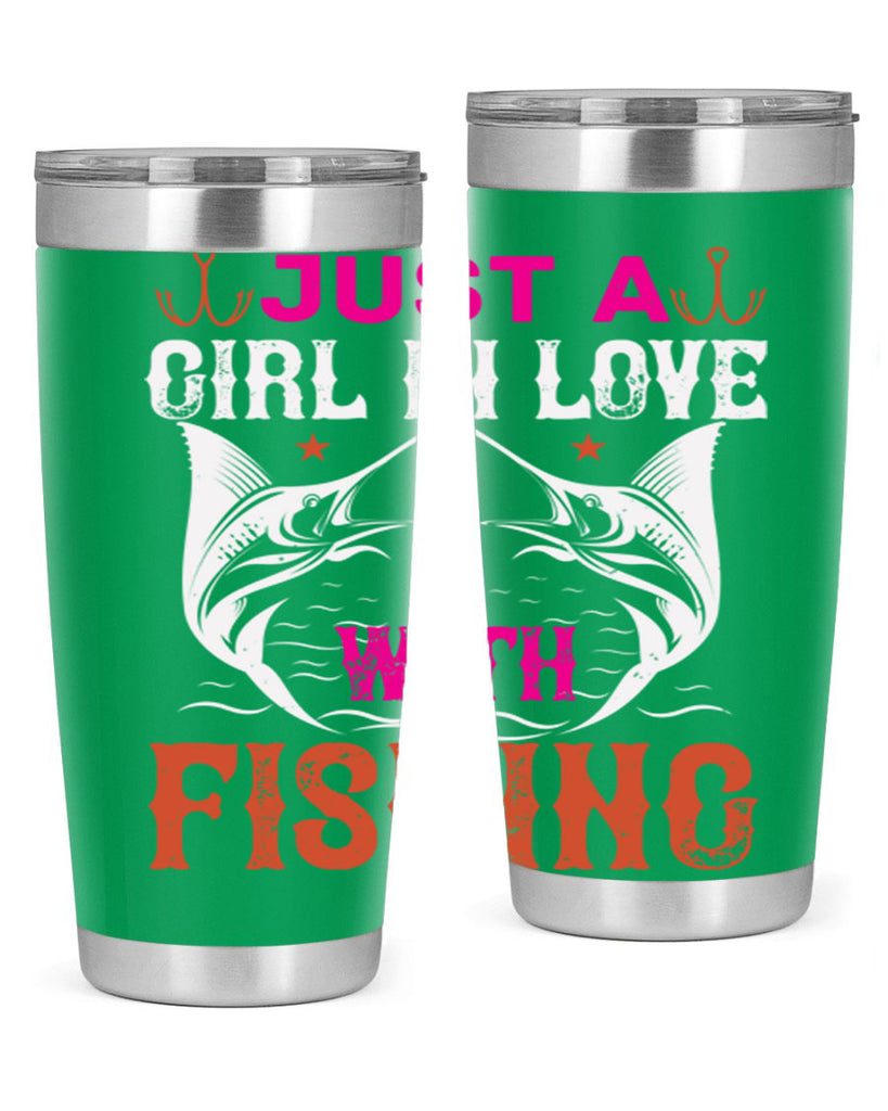 just a girl in love with fishing 73#- fishing- Tumbler