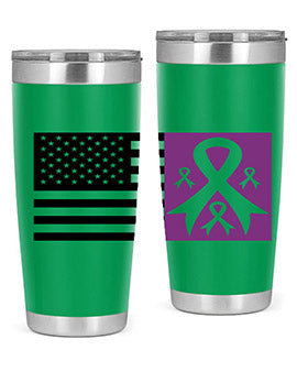 usa flag with alzheimers cancer 219#- alzheimers- Tumbler