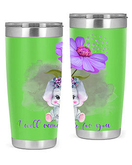 Elephan Sunflower AlzheimerS Awareness 131#- alzheimers- Tumbler