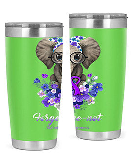 Forget me not Alzheimers Awareness Elephant Flower 150#- alzheimers- Tumbler