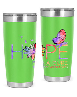 Hope For A Cure Alzheimer Awareness Flower 162#- alzheimers- Tumbler