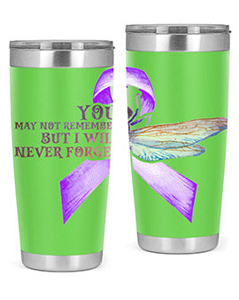 I Will Never Forge Alzheimer Awareness 179#- alzheimers- Tumbler