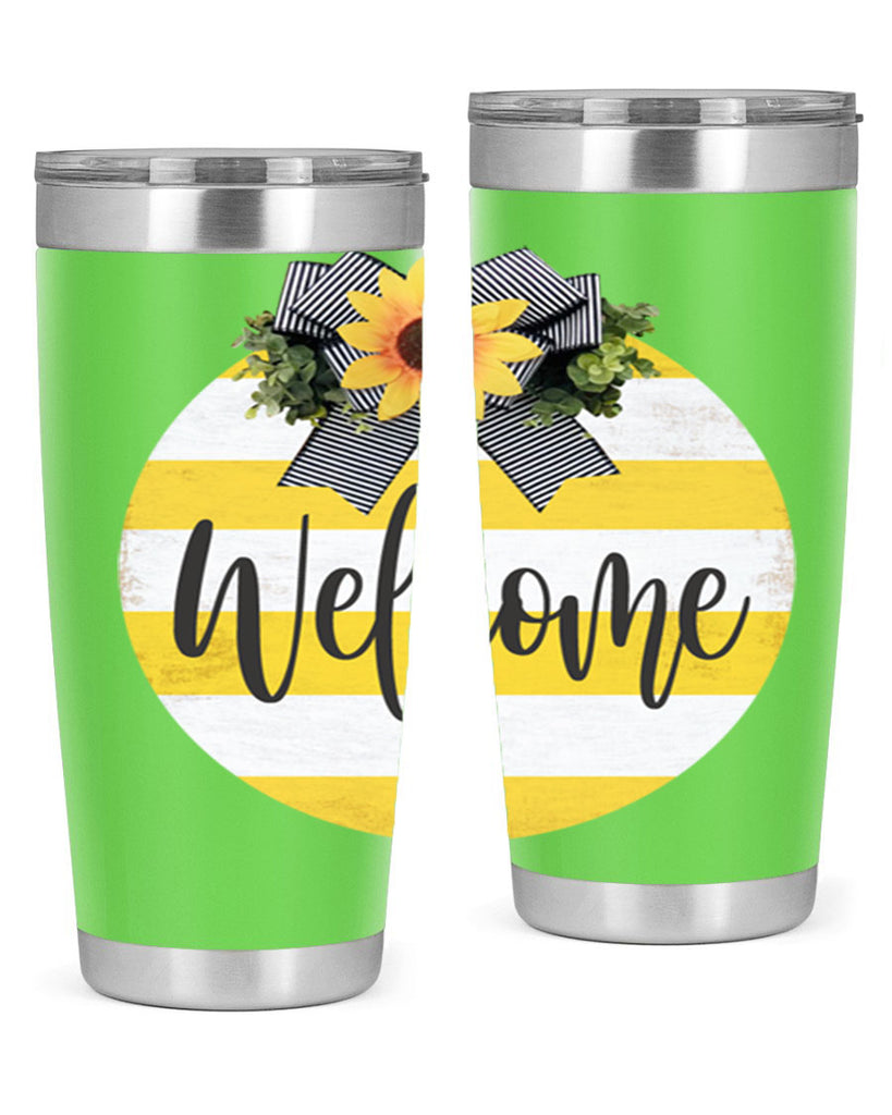 Welcome and Yellow strips Mockup564#- spring- Tumbler