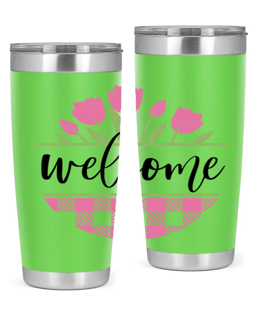 Welcome pink plaid575#- spring- Tumbler