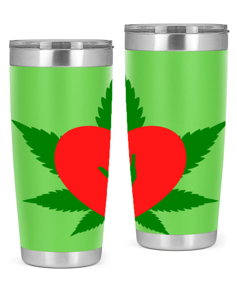 cannabis heart with hand 45#- marijuana- Tumbler