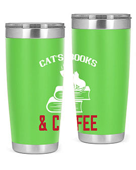 cats book and coffee Style 37#- cat- Tumbler