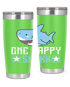 one happy shark Style 50#- shark  fish- Tumbler