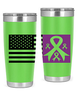 usa flag with alzheimers cancer 219#- alzheimers- Tumbler