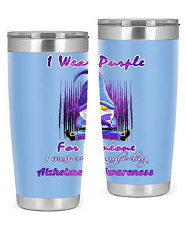 Alzheimers Awareness Products I Wear Purple Ribbon Gnome 22#- alzheimers- Tumbler