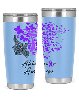 Alzheimers Awareness Shirt Alzheimers Purple Butterflies 24#- alzheimers- Tumbler