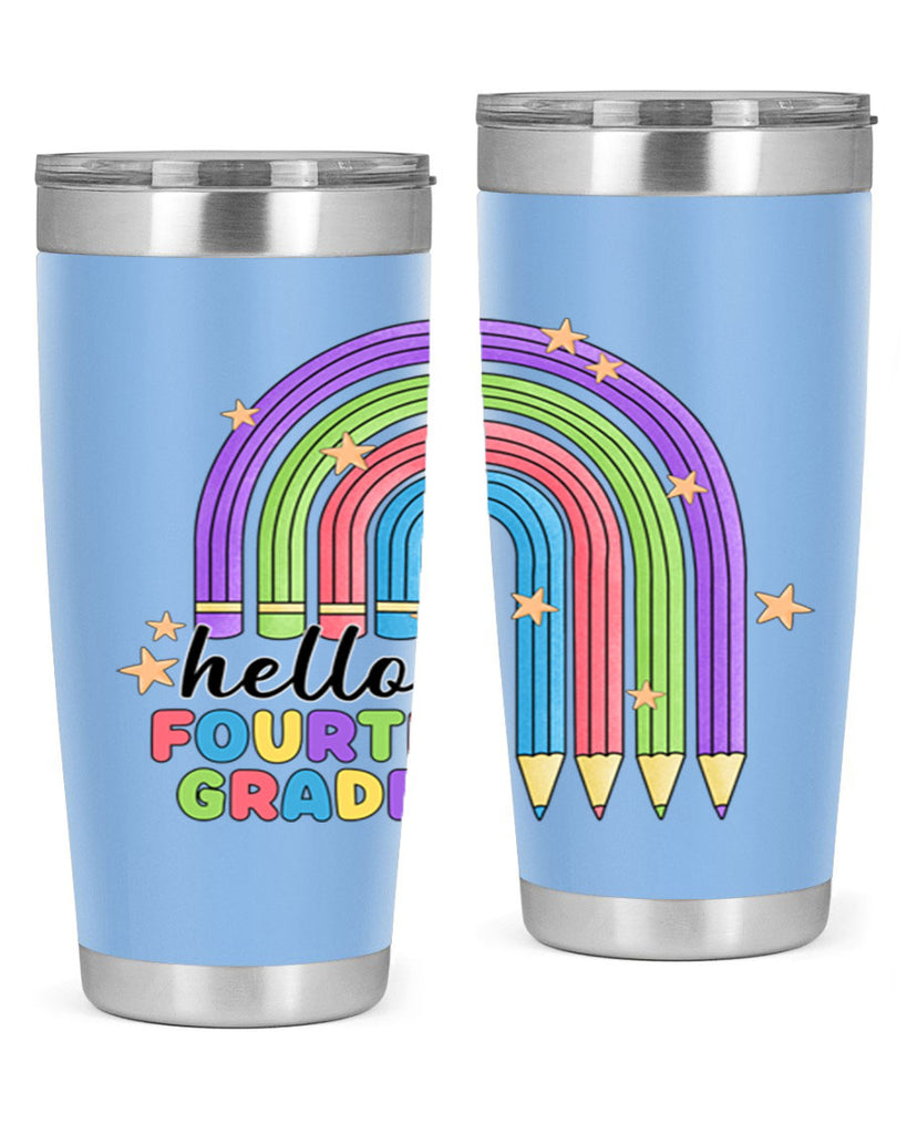 Hello 4th Grade Pencil Rainbow 12#- 4th  grade- Tumbler