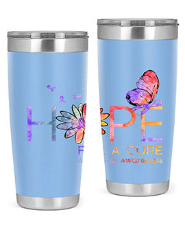 Hope For A Cure Alzheimer Awareness Flower 162#- alzheimers- Tumbler