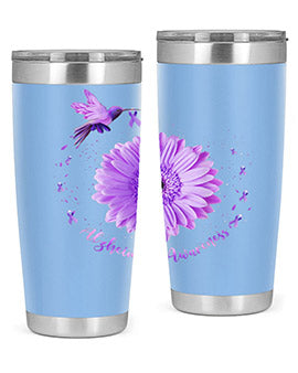 Hummingbird Sunflower Purple Ribbon Alzheimers Awareness 167#- alzheimers- Tumbler