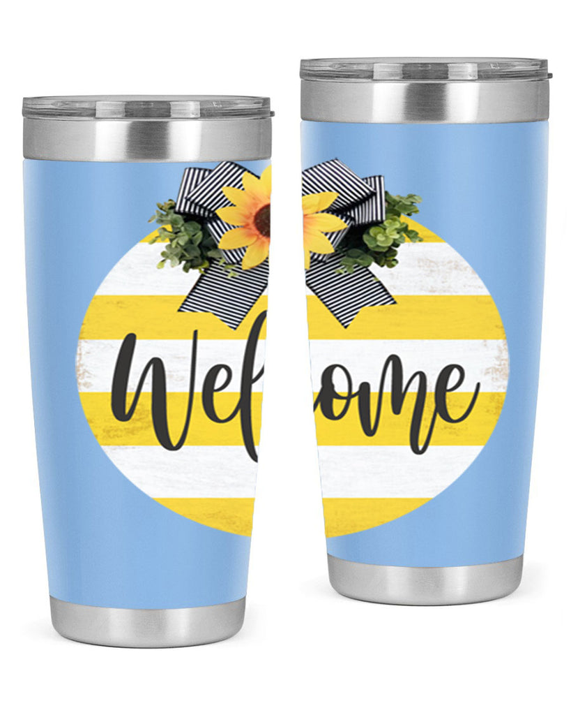Welcome and Yellow strips Mockup564#- spring- Tumbler