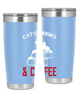 cats book and coffee Style 37#- cat- Tumbler
