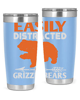 easily distracted by grizzly bears 10#- Bears- Tumbler