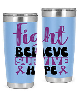 fight believe survive hope 141#- alzheimers- Tumbler