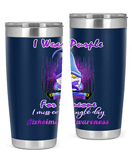 Alzheimers Awareness Products I Wear Purple Ribbon Gnome 22#- alzheimers- Tumbler