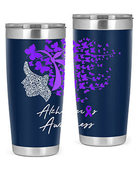 Alzheimers Awareness Shirt Alzheimers Purple Butterflies 23#- alzheimers- Tumbler