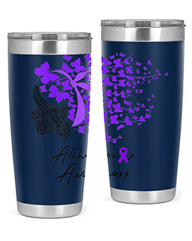 Alzheimers Awareness Shirt Alzheimers Purple Butterflies 24#- alzheimers- Tumbler