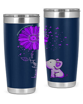 Hope Fight Cure Elephant Alzheimers Purple Ribbon 160#- alzheimers- Tumbler