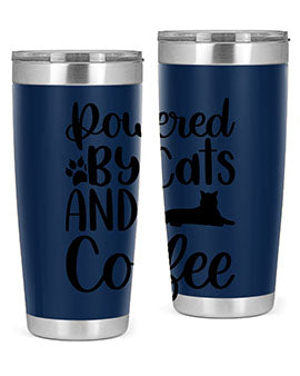 Powered By Cats And Coffee Style 102#- cat- Tumbler