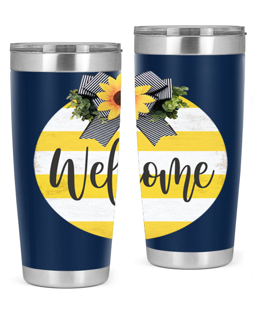 Welcome and Yellow strips Mockup564#- spring- Tumbler