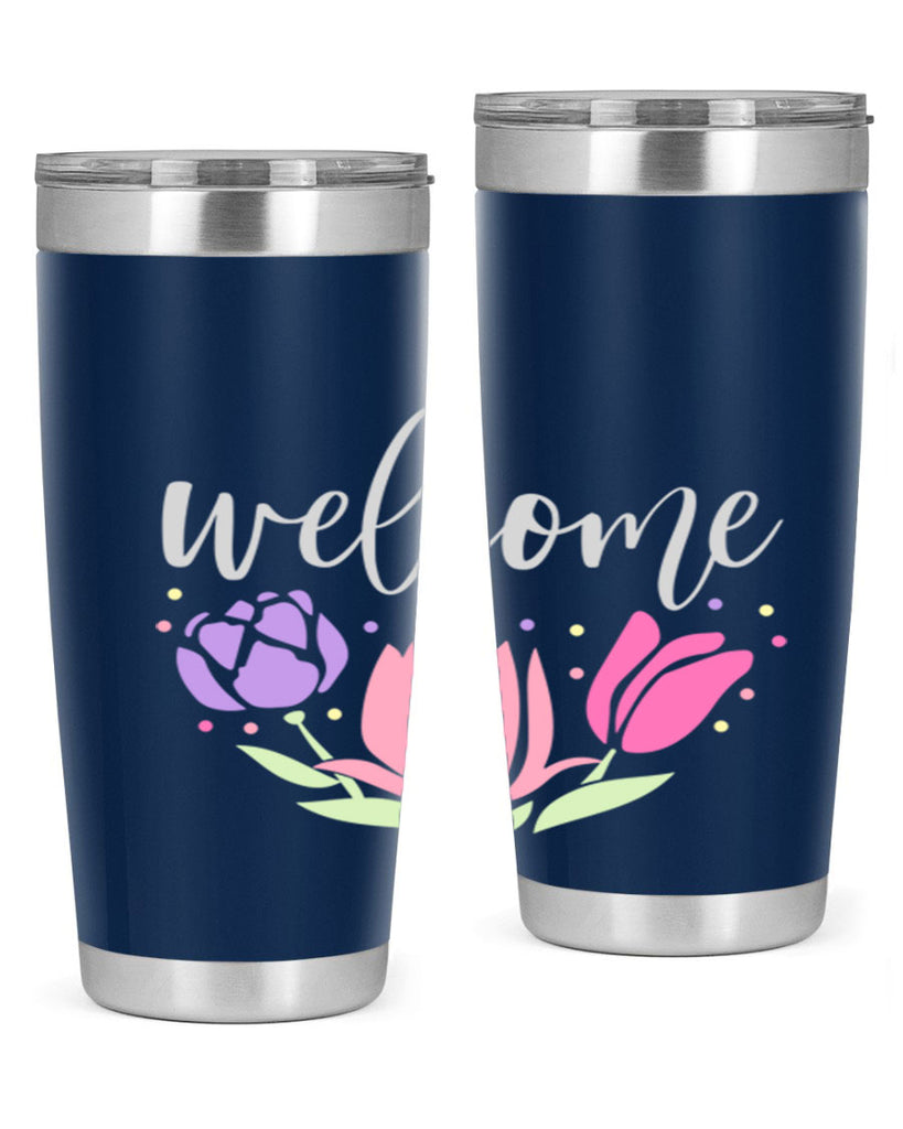 Welcome three flowers587#- spring- Tumbler