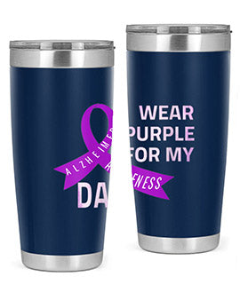 Womens I Wear Purple for My Dad Alzheimers Disease Awareness VNeck 221#- alzheimers- Tumbler