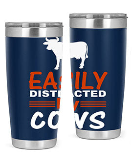 easily distracted by cows Style 4#- cow- Tumbler