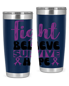 fight believe survive hope 141#- alzheimers- Tumbler