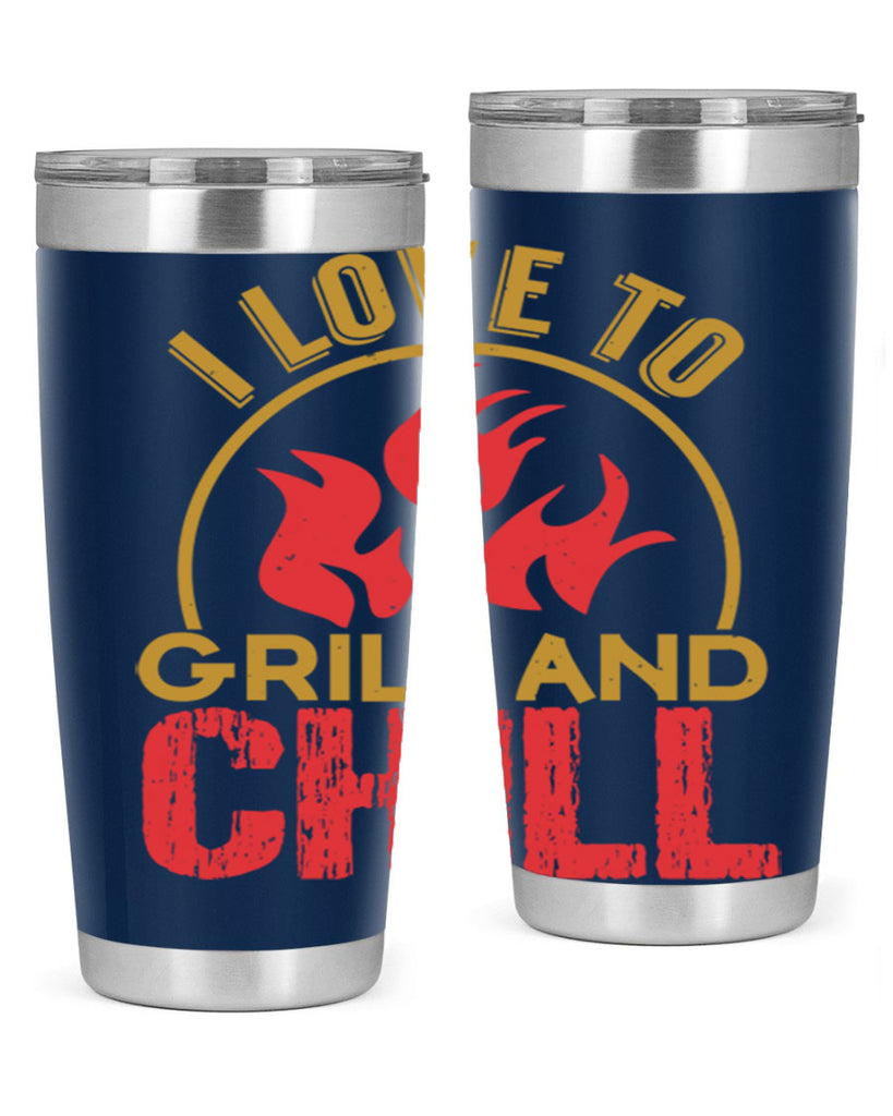 i love to grill and chill 38#- bbq- Tumbler