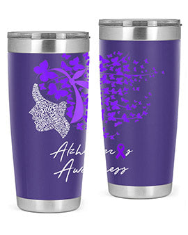 Alzheimers Awareness Shirt Alzheimers Purple Butterflies 23#- alzheimers- Tumbler