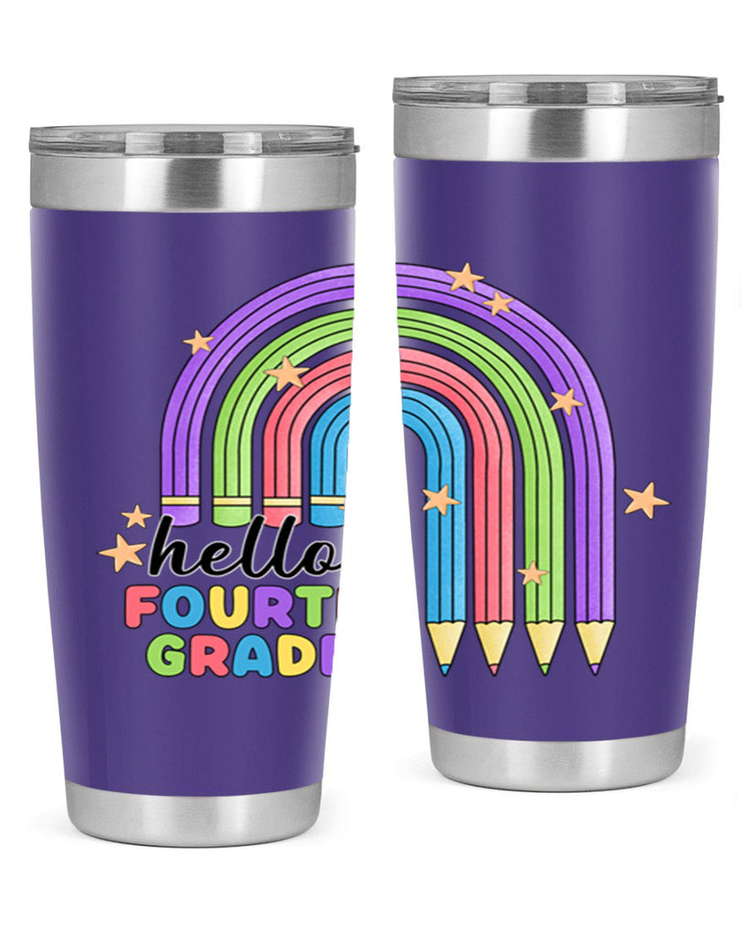 Hello 4th Grade Pencil Rainbow 12#- 4th  grade- Tumbler