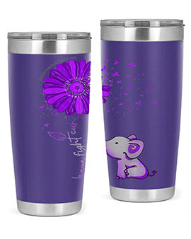 Hope Fight Cure Elephant Alzheimers Purple Ribbon 161#- alzheimers- Tumbler