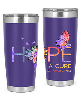 Hope For A Cure Alzheimer Awareness Flower 162#- alzheimers- Tumbler