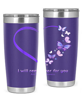 I Will Remember For You Butterfly Alzheimers Awareness 185#- alzheimers- Tumbler